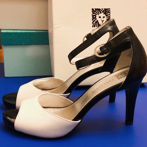 Anne Klein | Shoes | Anne Klein Black And White Heels With Ankle Strap |  Poshmark